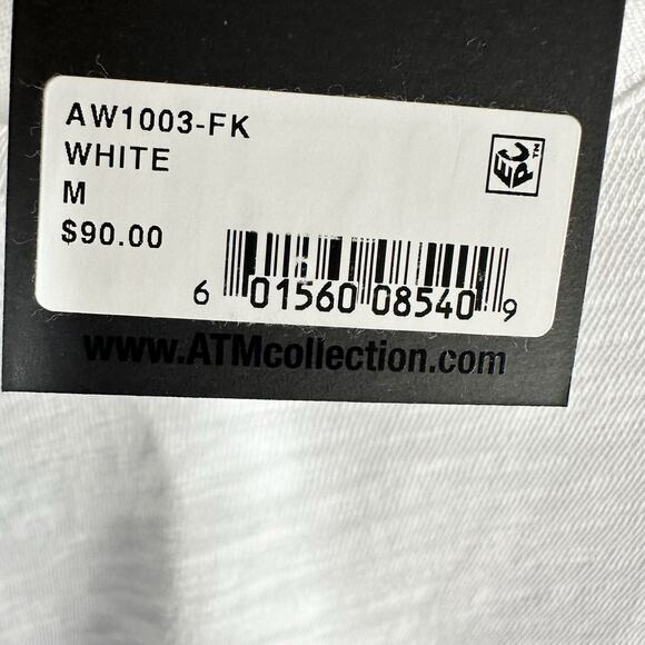 ATM Short Sleeve Slub Knit V-Neck Tee Shirt Size Medium White - Picture 4 of 10